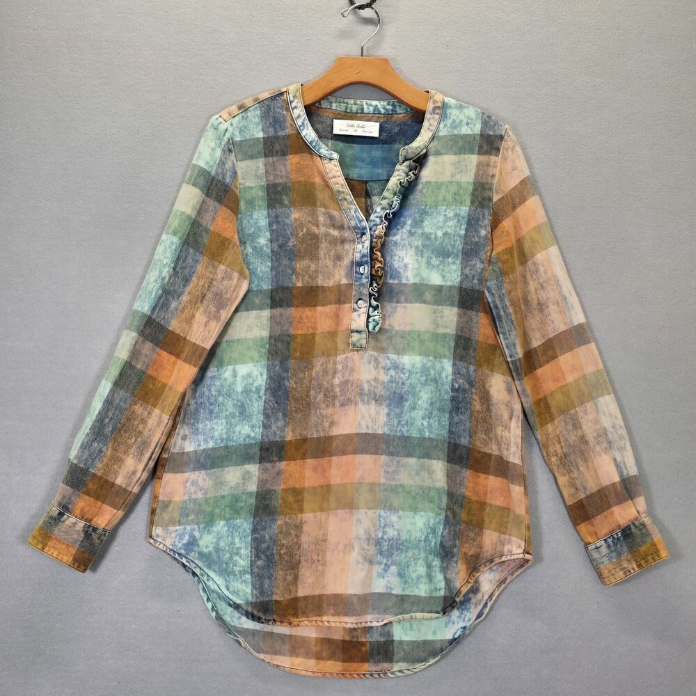 Isabella Sinclair Tunic Top Womens  Multicolor Plaid Casual Shirt Size XS